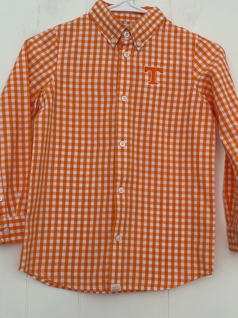Garb Team University of Tennessee VOLS Orange Gingham Button Down Shirt Size 7-8